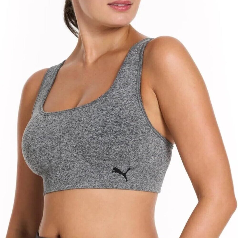 NWOT Puma Womens Seamless Drycell Adjustable Sports Bra Gray Size M $20 FF340